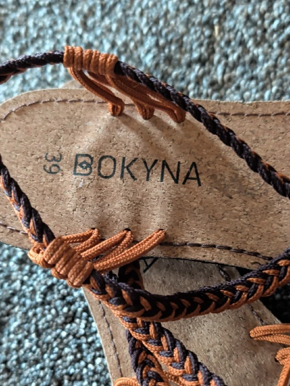 Bokyna Women's Tan Braided Thong Sandals